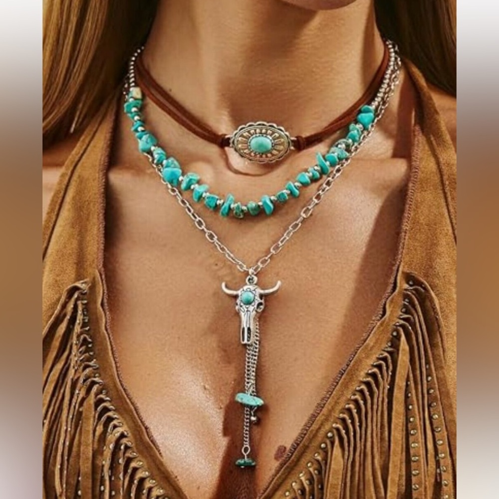 Western Necklaces for Women Cowgirl Accessories Turquoise Bead Western Jewelry